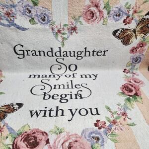 Floral "Granddaughter So Many of My Smiles Begin with You" Fringe Throw Blanket